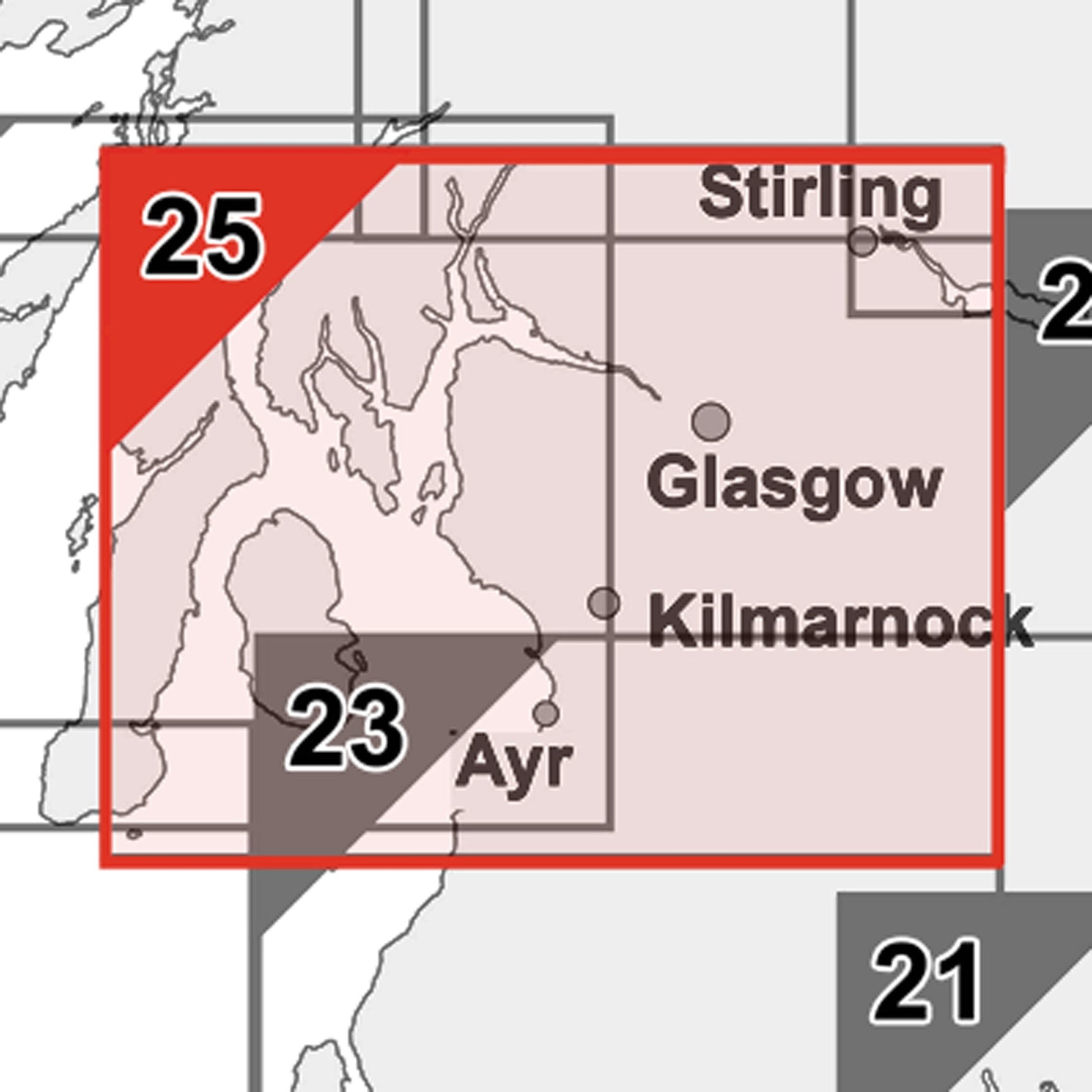 Wall Maps - Glasgow And The Clyde Postcode Wall Map Sector Map 25