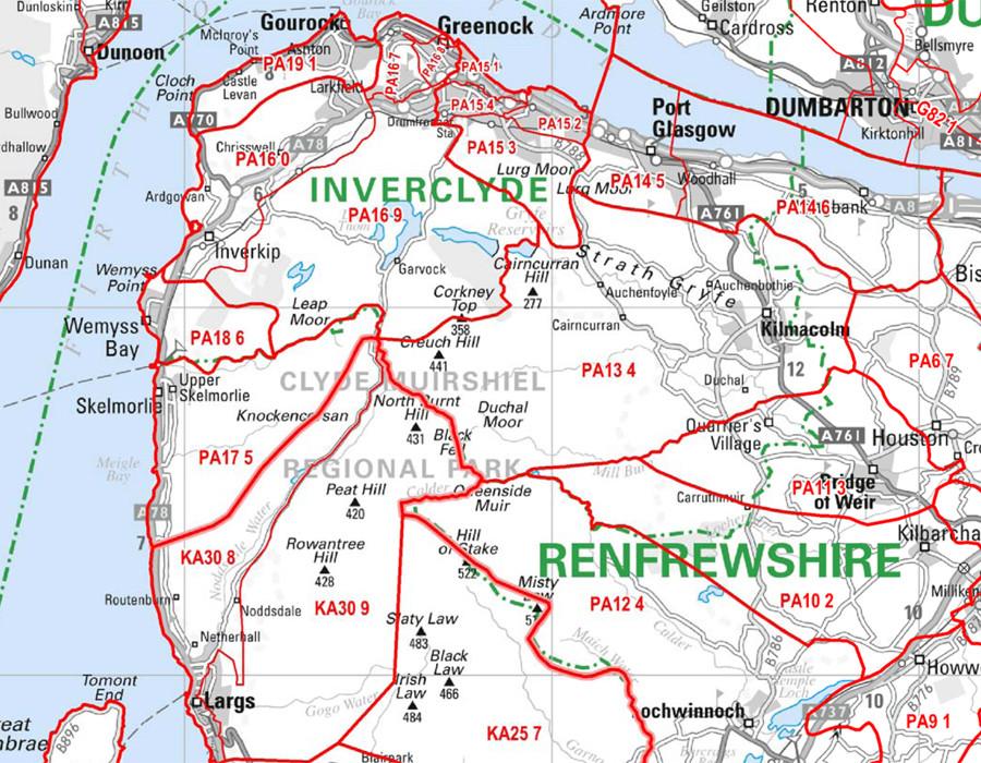 Wall Maps - Islay And Kintyre Postcode Wall Map - Sector Map 24