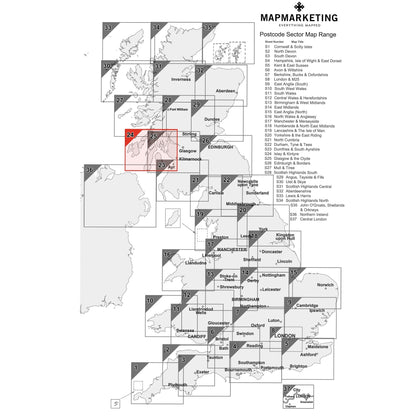 Wall Maps - Islay And Kintyre Postcode Wall Map - Sector Map 24