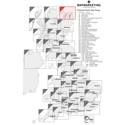 Wall Maps - John O'Groats, Shetlands And Orkneys Postcode Wall Map - Sector Map 35