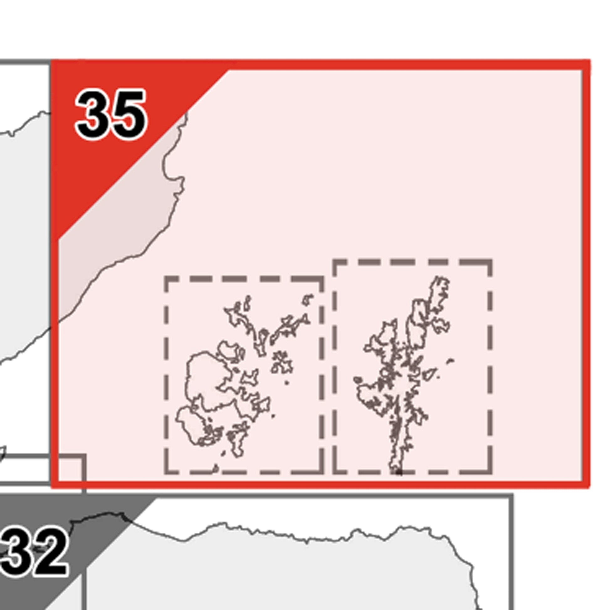 Wall Maps - John O'Groats, Shetlands And Orkneys Postcode Wall Map - Sector Map 35