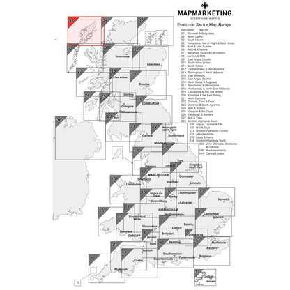 Wall Maps - Lewis And Harris Postcode Wall Map - Sector Map 33
