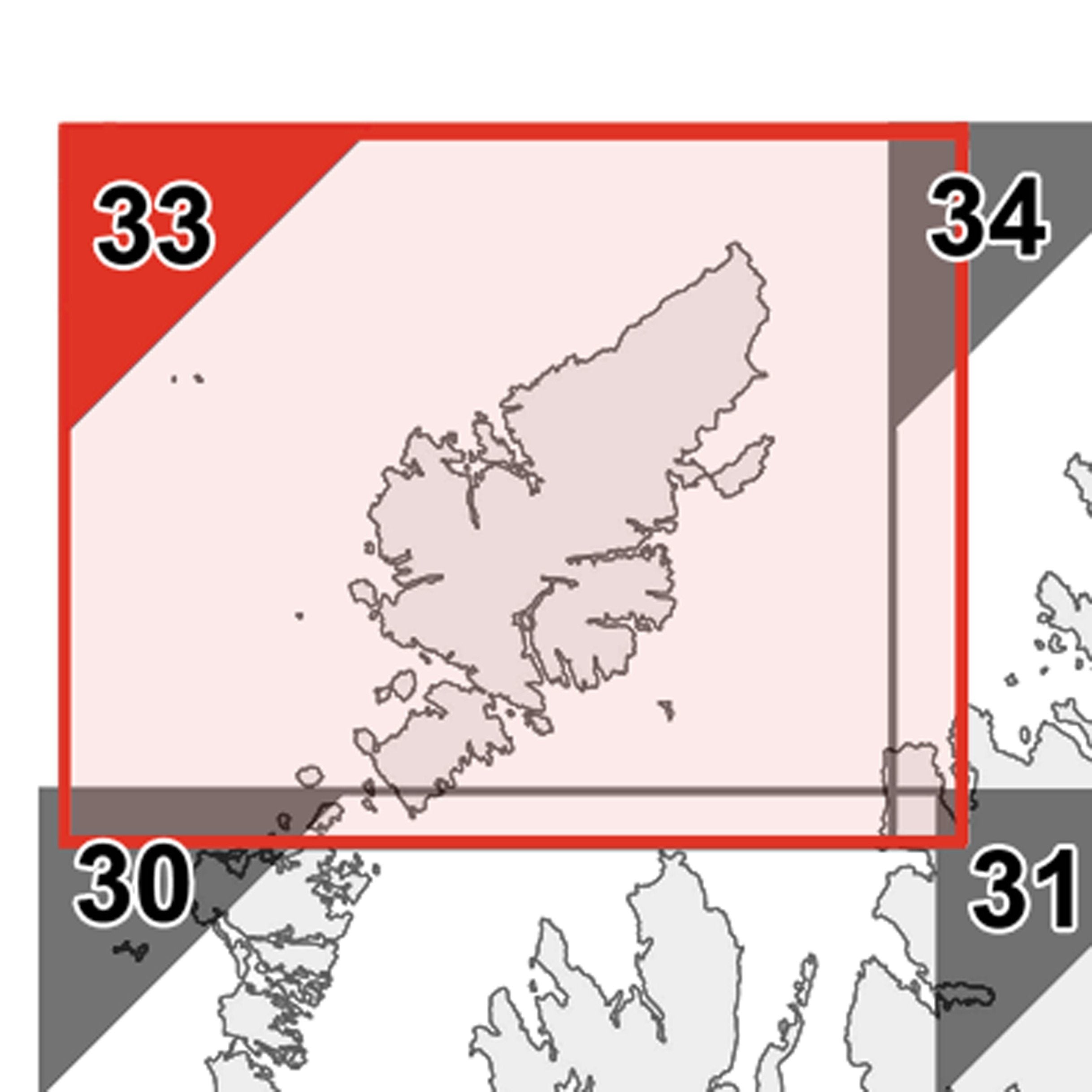 2333 Postcode Map Lewis and Harris Postcode Wall Map - Sector Map 33 – Geopacks