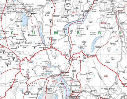Wall Maps - North Cumbria Postcode Wall Map - Sector Map 21