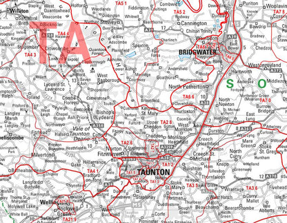 Wall Maps - North Devon Postcode Wall Map - Sector Map 2