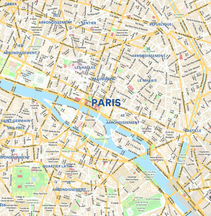 Wall Maps - Paris City Map - Laminated Wall Map