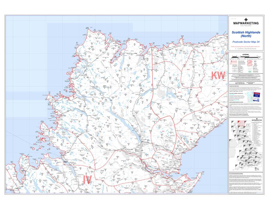 Scottish Highlands (North) - Postcode Sector Map 34 – Geopacks