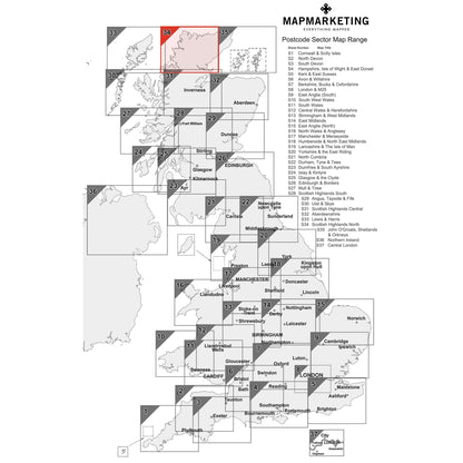 Wall Maps - Scottish Highlands (North) - Postcode Sector Map 34