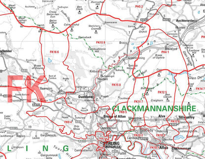 Wall Maps - Scottish Highlands (South) Postcode  Wall Map - Sector Map 28