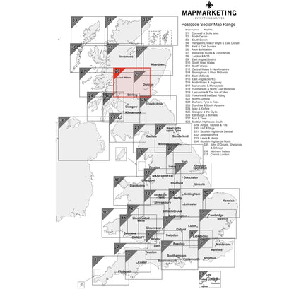 Wall Maps - Scottish Highlands (South) Postcode  Wall Map - Sector Map 28