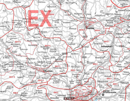 Wall Maps - South Devon Postcode Map - Sector Map 3