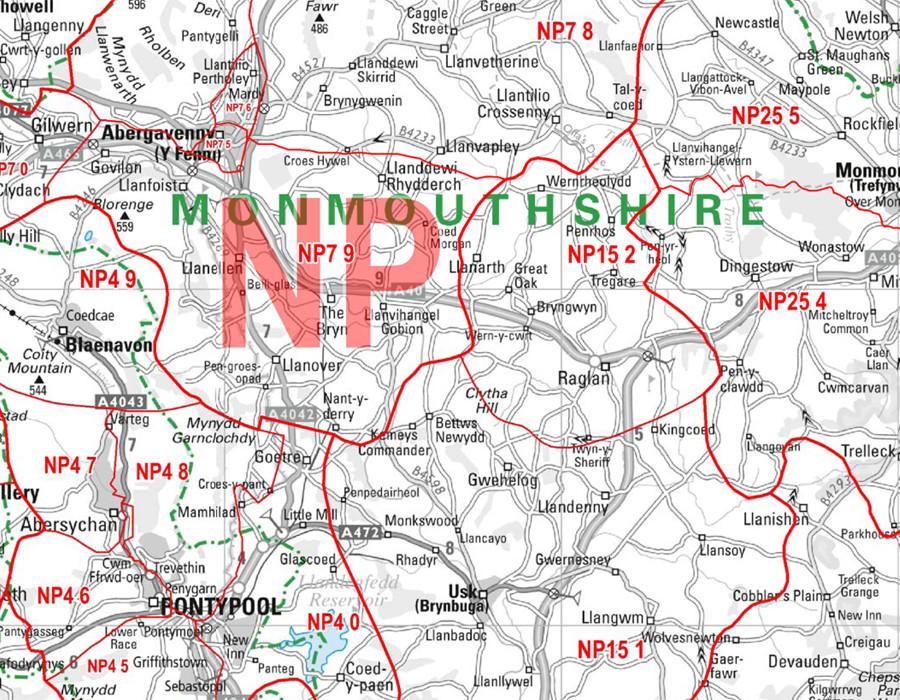 Wall Maps - South Wales (Cardiff) Postcode Wall Map - Sector Map 11