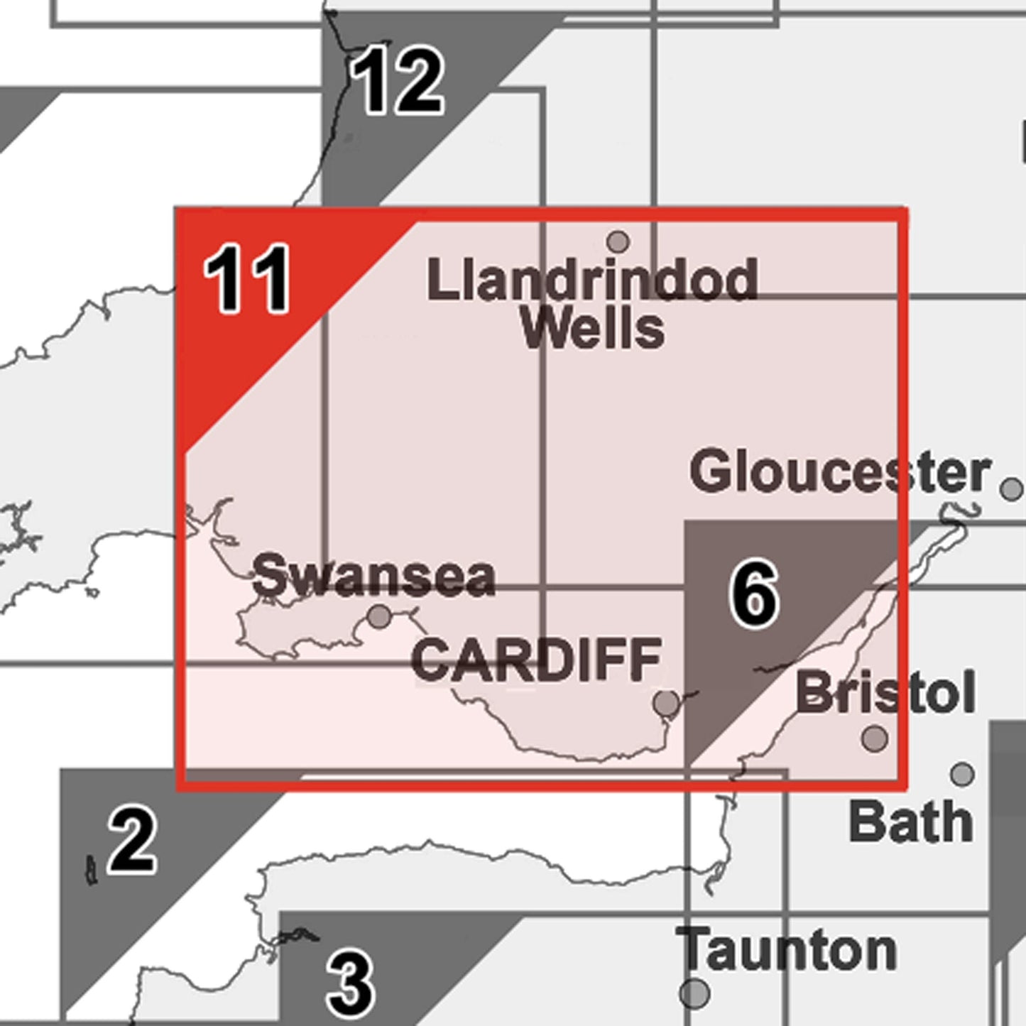 Wall Maps - South Wales (Cardiff) Postcode Wall Map - Sector Map 11