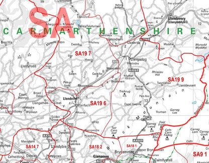 Wall Maps - South West Wales Postcode Wall Map - Sector Map 10
