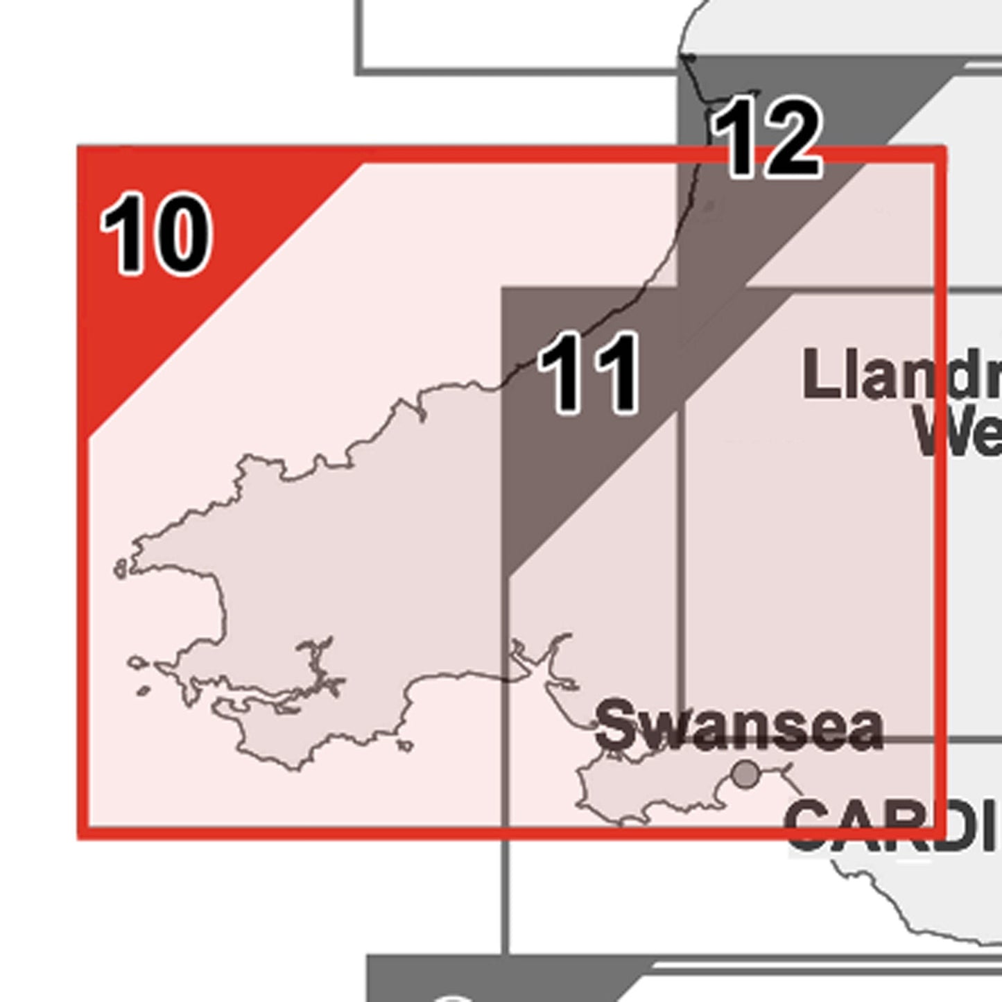 Wall Maps - South West Wales Postcode Wall Map - Sector Map 10