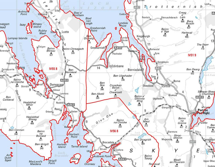 Wall Maps - Uist And Skye Postcode Map - Sector Map 30