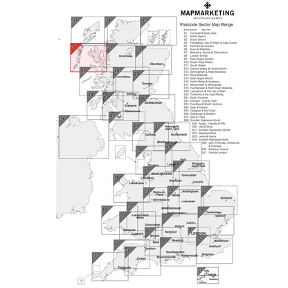 Wall Maps - Uist And Skye Postcode Map - Sector Map 30