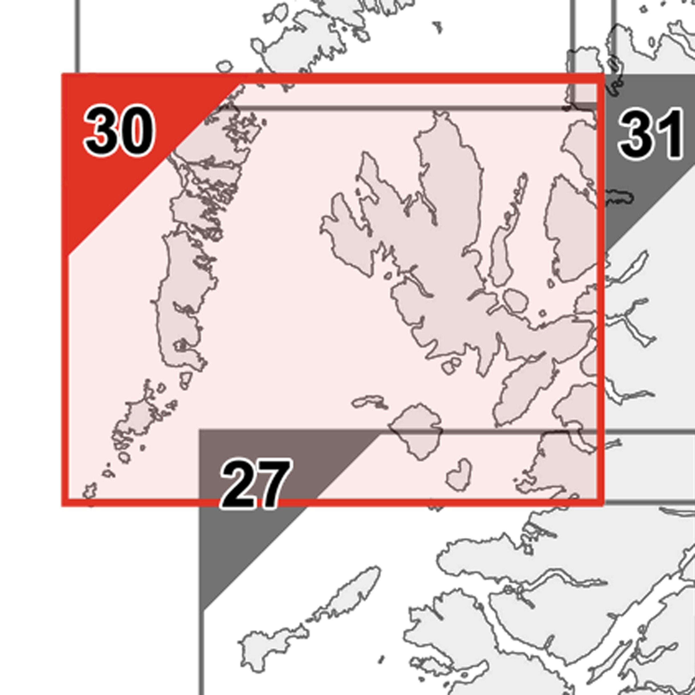 Skye Postcode Uist and Skye Postcode Map - Sector Map 30 – Geopacks