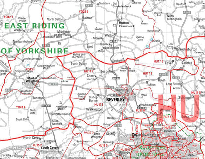 Wall Maps - Yorkshire And The East Riding (Leeds / Bradford) Postcode Map - Sector Map 20