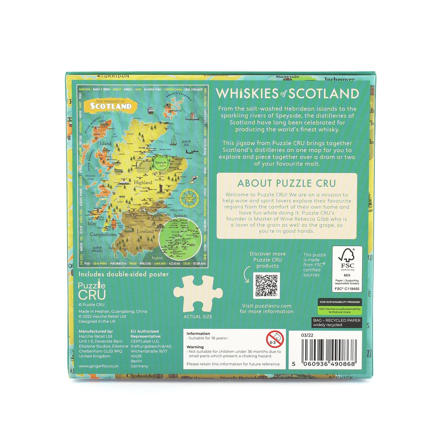 Whiskies of Scotland Map 500 Piece Puzzle