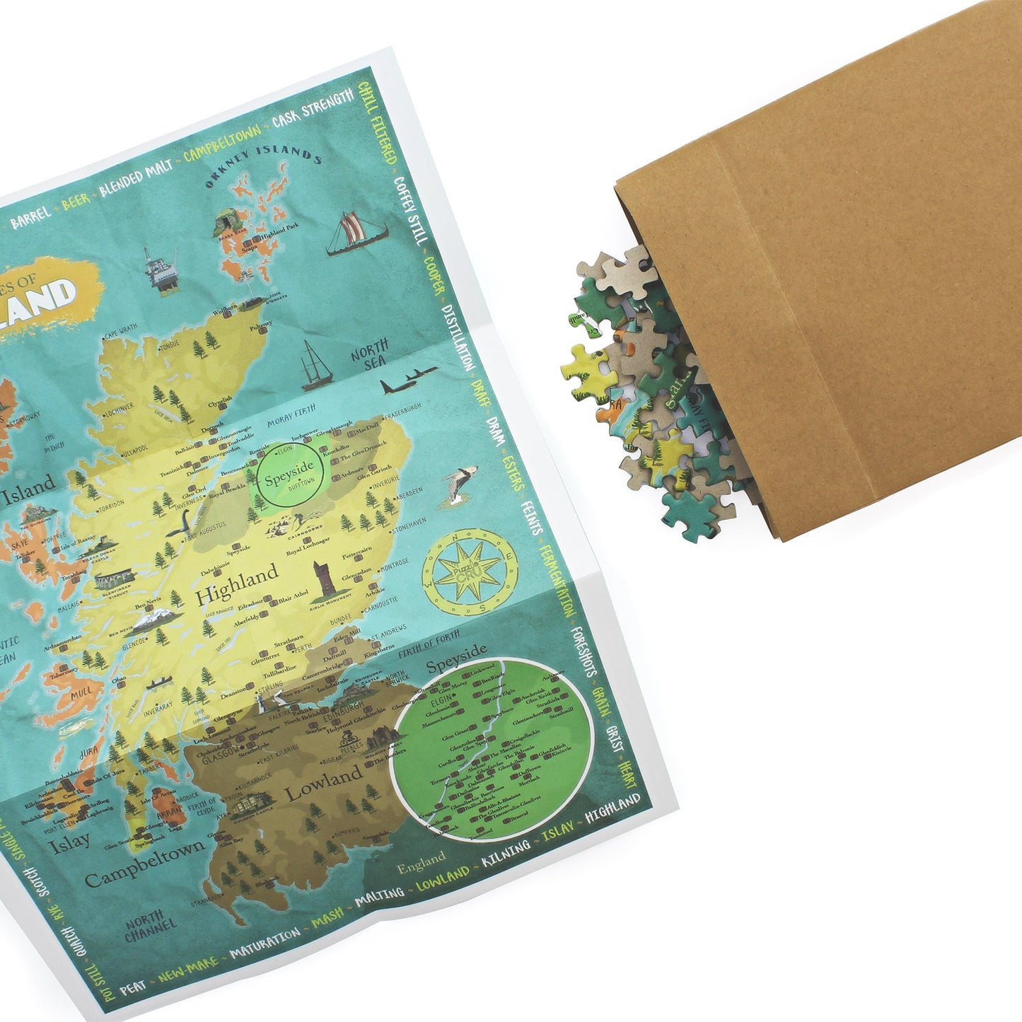 Whiskies of Scotland Map 500 Piece Puzzle