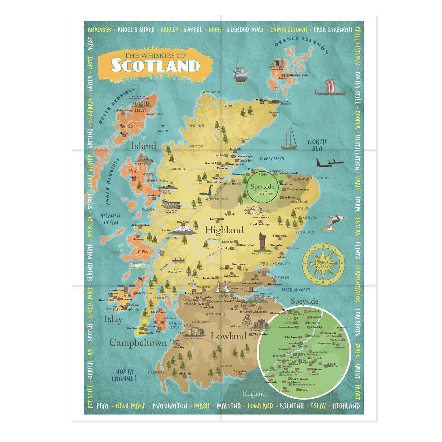 Whiskies of Scotland Map 500 Piece Puzzle