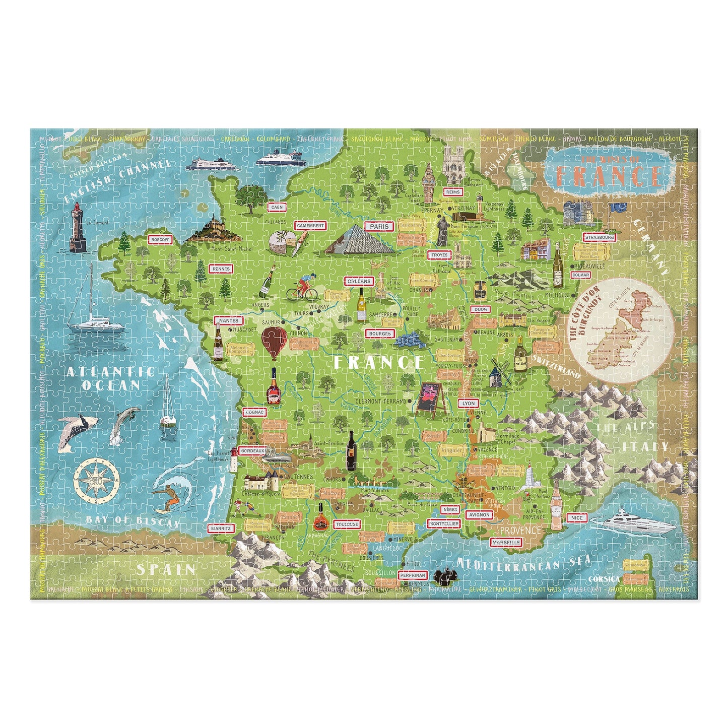 Wines of France Map 1000 Piece Jigsaw Puzzle