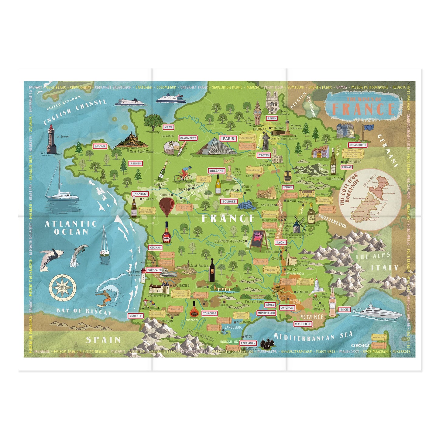 Wines of France Map 1000 Piece Jigsaw Puzzle