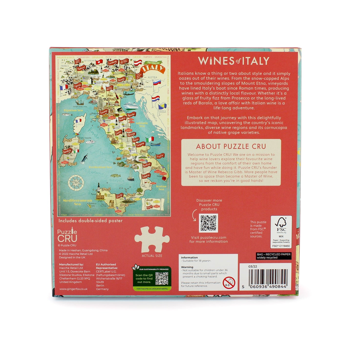 Wines of Italy Map 1000 Piece Jigsaw Puzzle