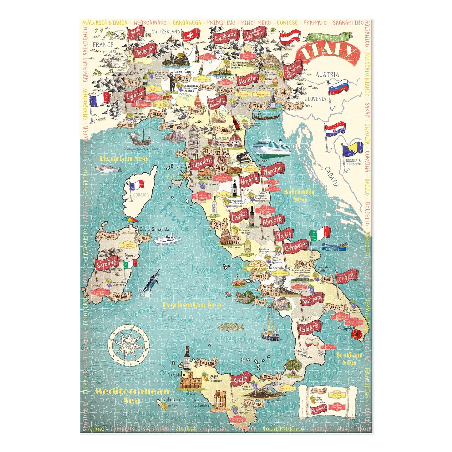 Wines of Italy Map 1000 Piece Jigsaw Puzzle