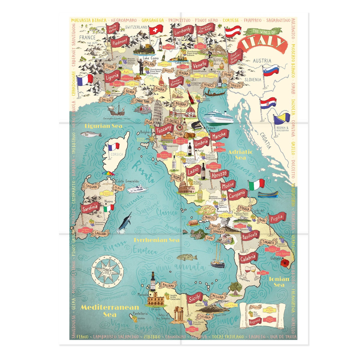 Wines of Italy Map 1000 Piece Jigsaw Puzzle