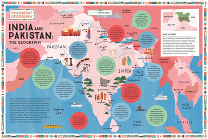 India and Pakistan Educational Wall Map - Prisoners of Geography
