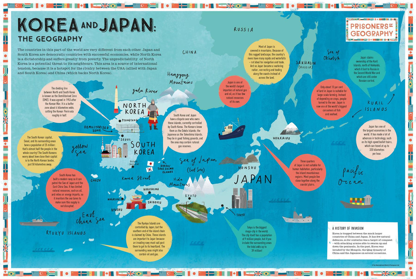 Korea and Japan Educational Wall Map - Prisoners of Geography