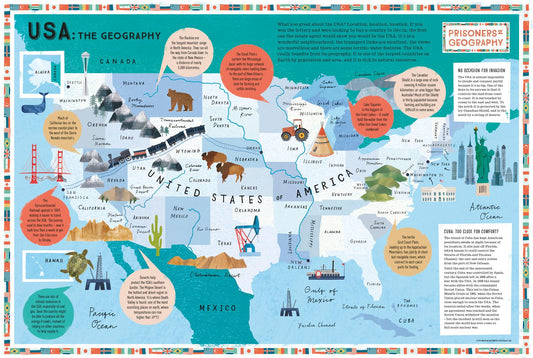 USA Educational Wall Map - Prisoners of Geography