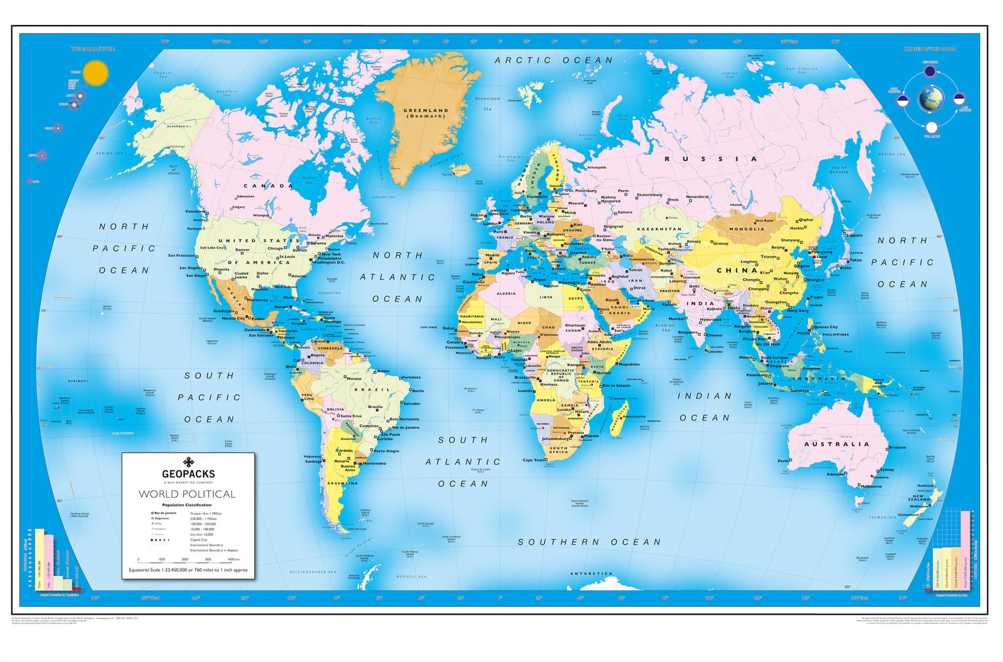 World Wall Map for Schools - Reversible