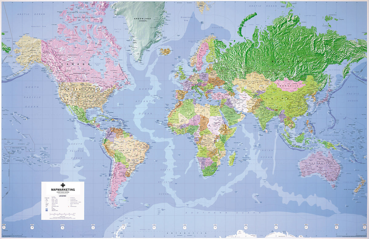 Political Map Projection World Political Map Wall World Map Political Wall Mural | Buy At