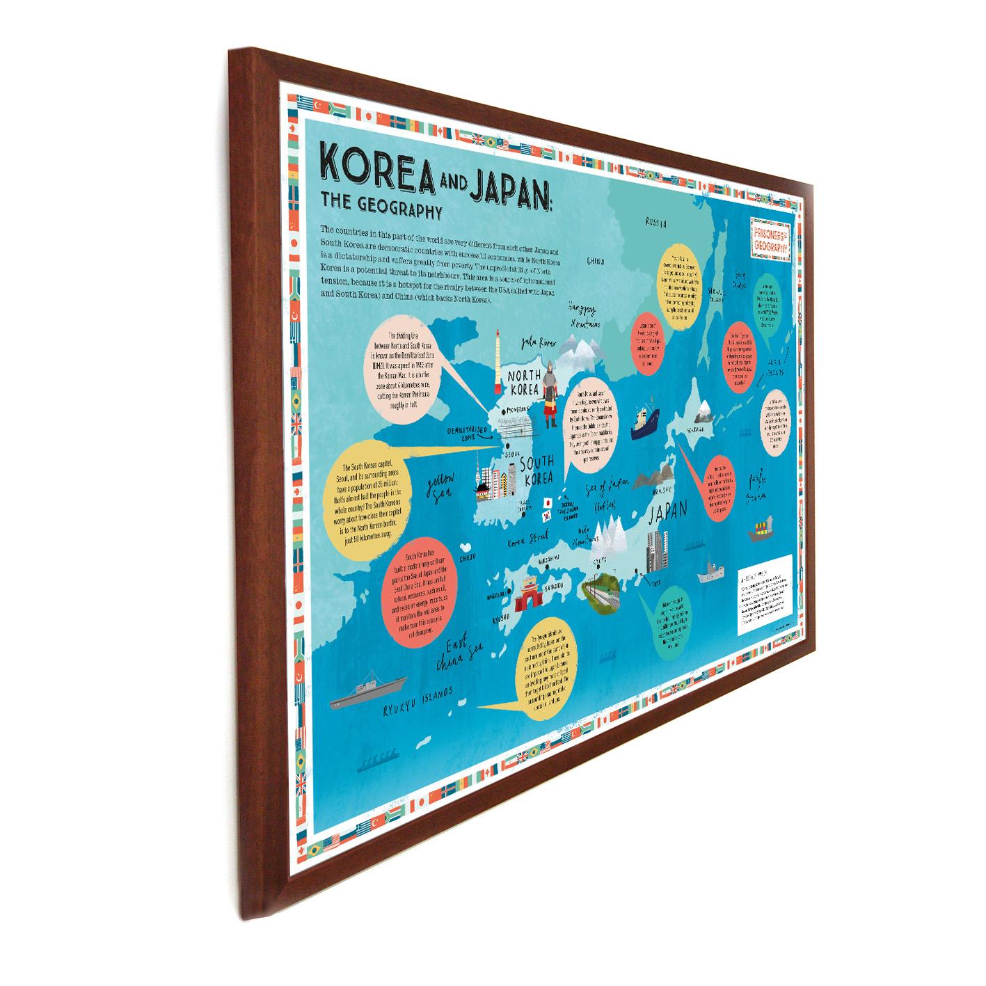 Korea and Japan Educational Wall Map - Prisoners of Geography