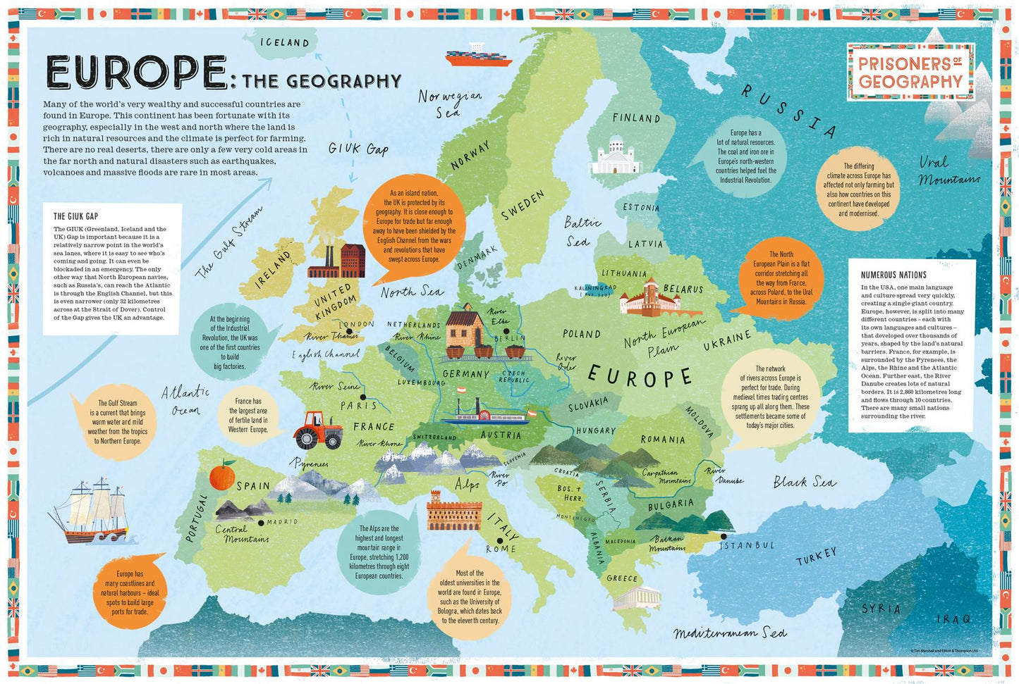 Europe Educational Wall Map - Prisoners of Geography