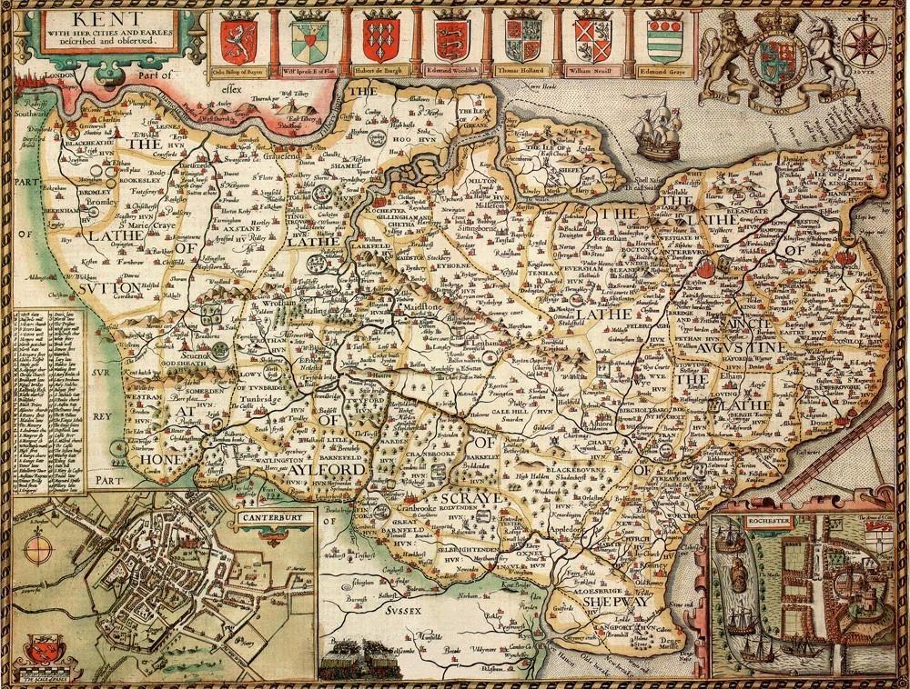 Kent Historical Map 1000 Piece Jigsaw Puzzle (1610) - All Jigsaw Puzzles UK
 - 1