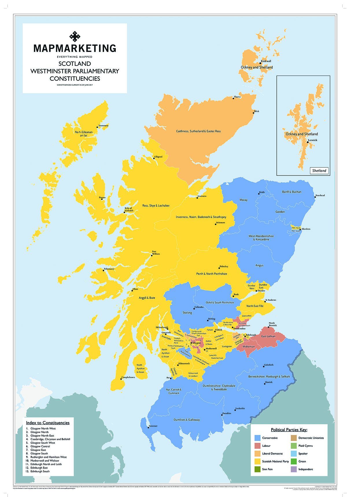 Wall Map - Scotland Parliamentary Map