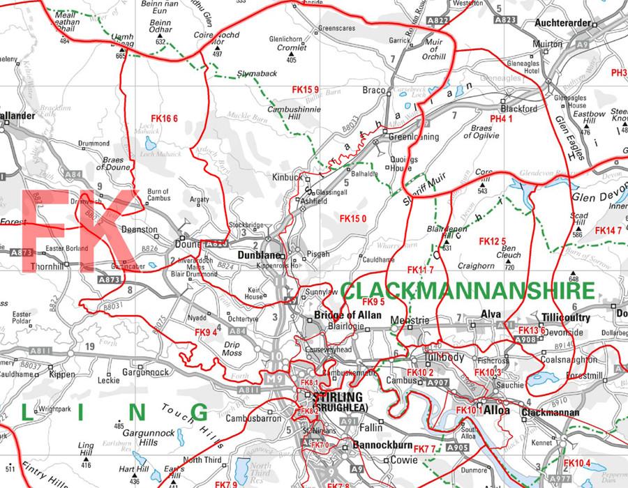Wall Maps - Angus, Tayside And Fife Postcode Wall Map - Sector Map 29