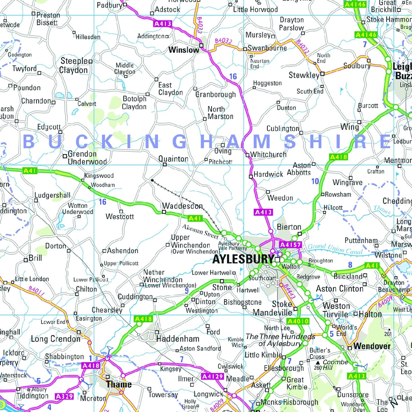 Wall Maps - East Midlands And East Anglia Including London Regional Road Map - Wall Map 5