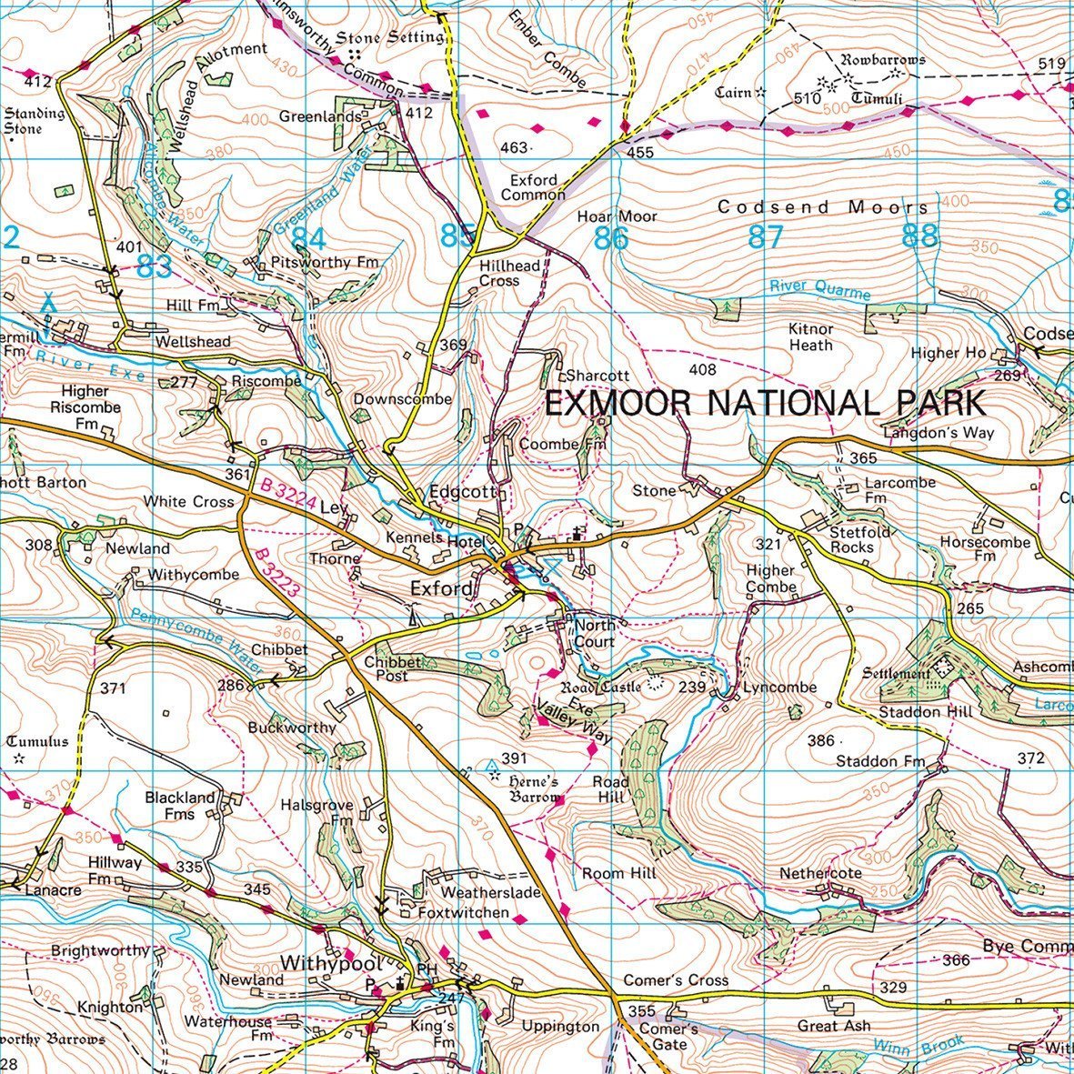 Wall Maps - Exmoor - UK National Park Wall Map