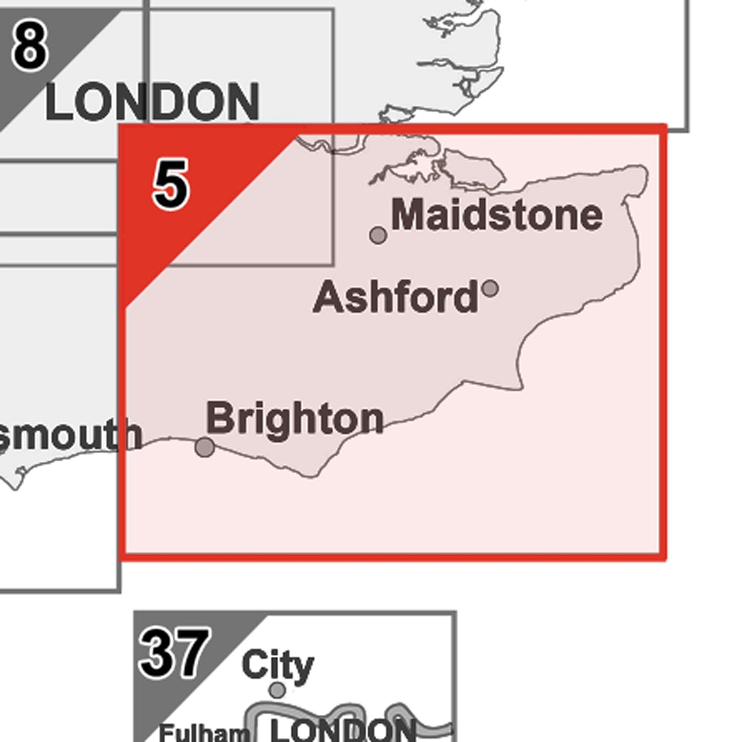 Wall Maps - Kent And East Sussex Postcode Wall Map - Sector Map 5