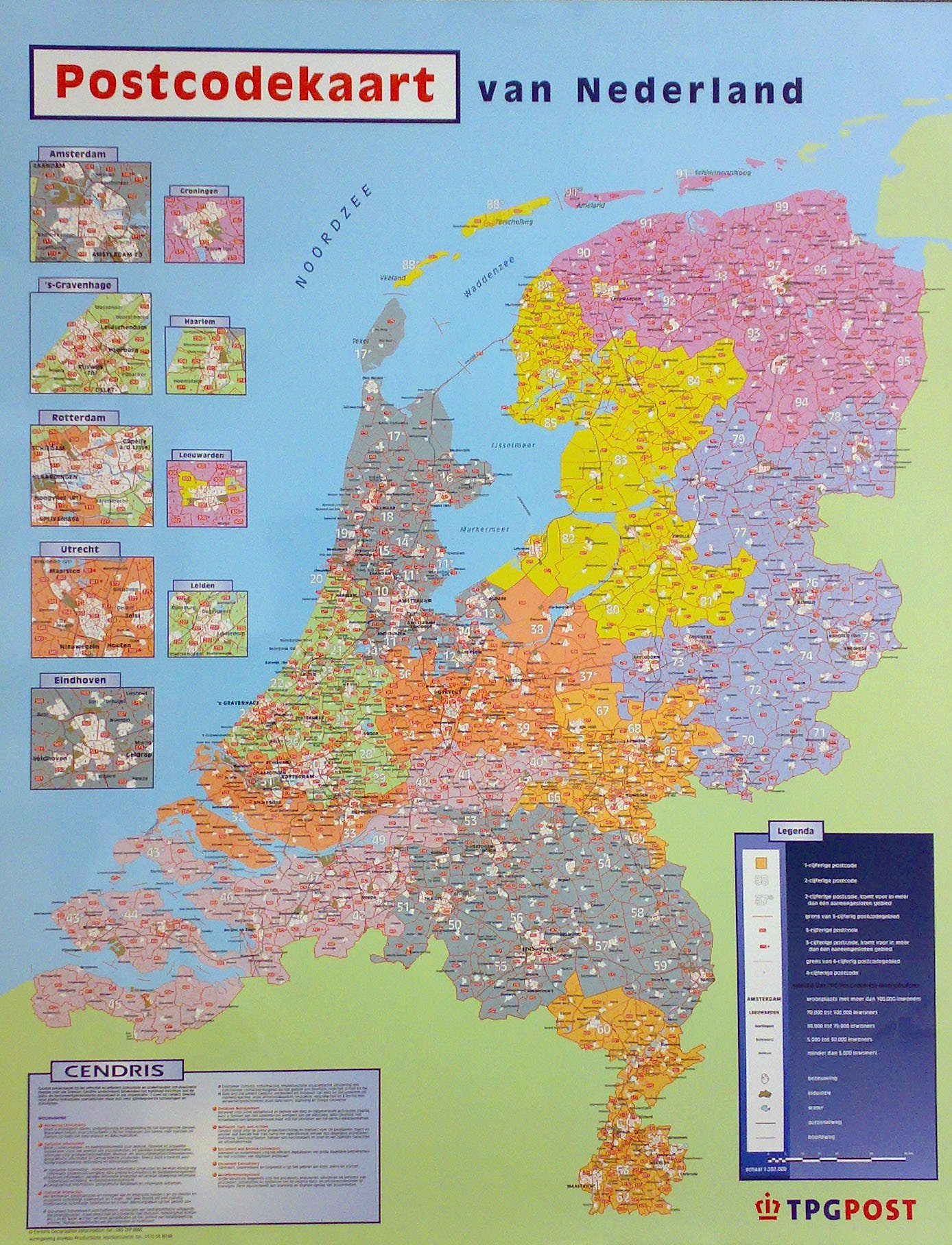 Wall Maps - Netherland Postcodes Wall Map