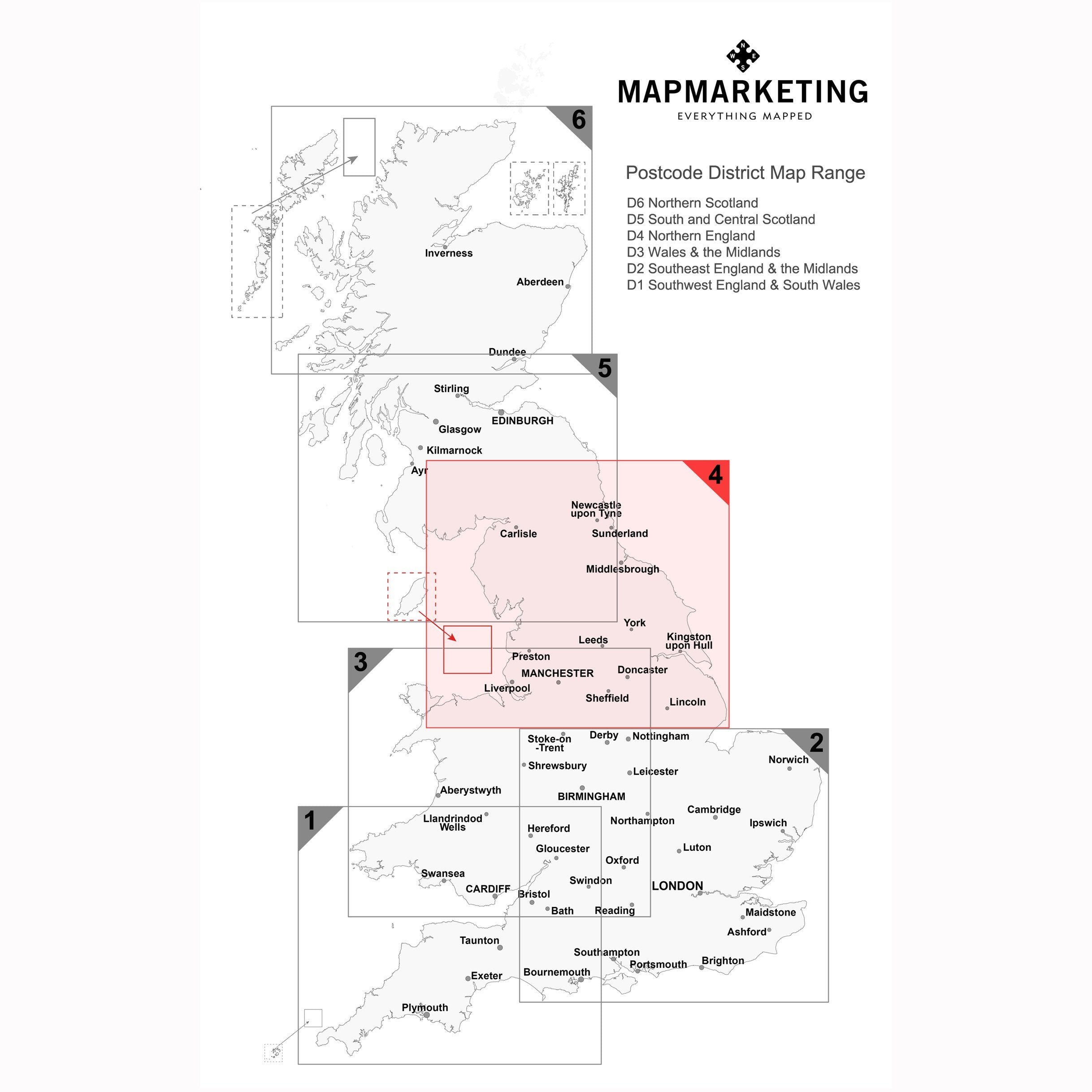 Ncl Postcode Map Northern England Newcastle, Leeds, Manchester & Liverpool Postcode Map ...