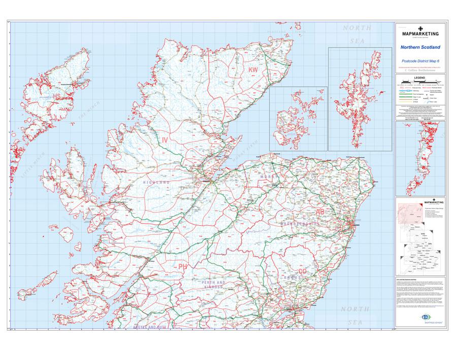 Scotland Split By Postcode Northern Scotland (Uist, Orkney and Shetland) Postcode Map - District ...