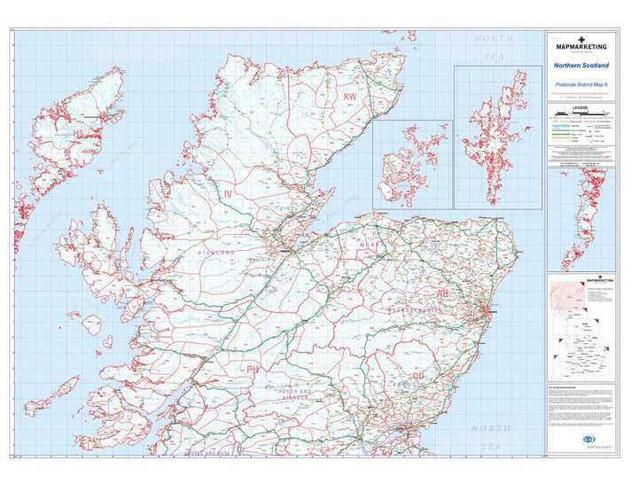 Northern Scotland (Uist, Orkney and Shetland) Postcode Map - District ...