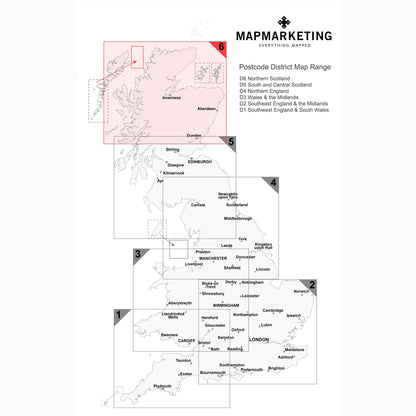 Wall Maps - Northern Scotland (Uist, Orkney And Shetland) Postcode Map - District Map 6