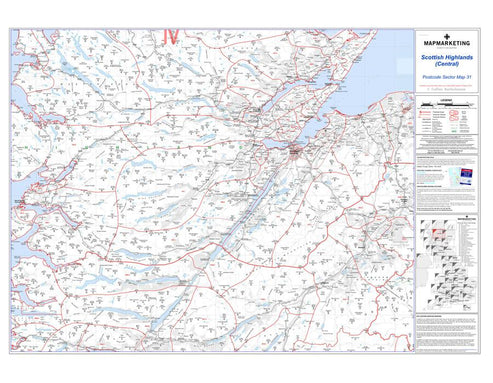 Scottish Highlands (Central) Postcode Wall Map - Sector Map 31 – Geopacks